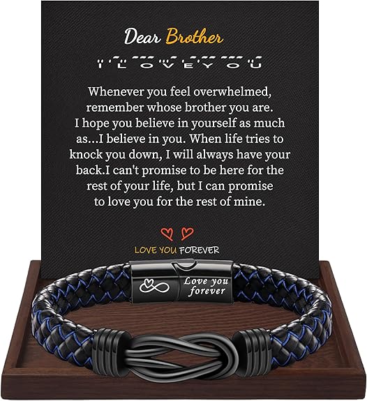 I Love You Gifts for Him Leather Bracelet for Men Knot Infinity Bracelets Valentines Day Gift for Husband Boyfriend Dad Son Grandson Anniversary Birthday Jewelry Graduation Gifts for Him 2024