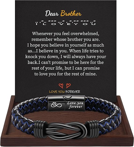I Love You Gifts for Him Leather Bracelet for Men Knot Infinity Bracelets Valentines Day Gift for Husband Boyfriend Dad Son Grandson Anniversary Birthday Jewelry Graduation Gifts for Him 2024