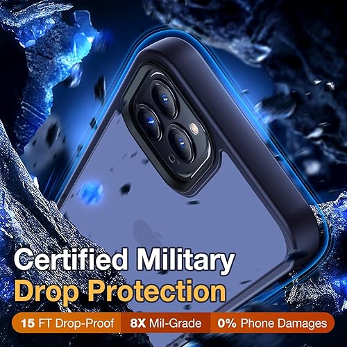 Vista 3 de Funda para iPhone 12 Pro Max, a prueba de golpes, iPhone 12 Pro Max, protección contra caídas de grado militar, funda protectora rígida delgada Azul