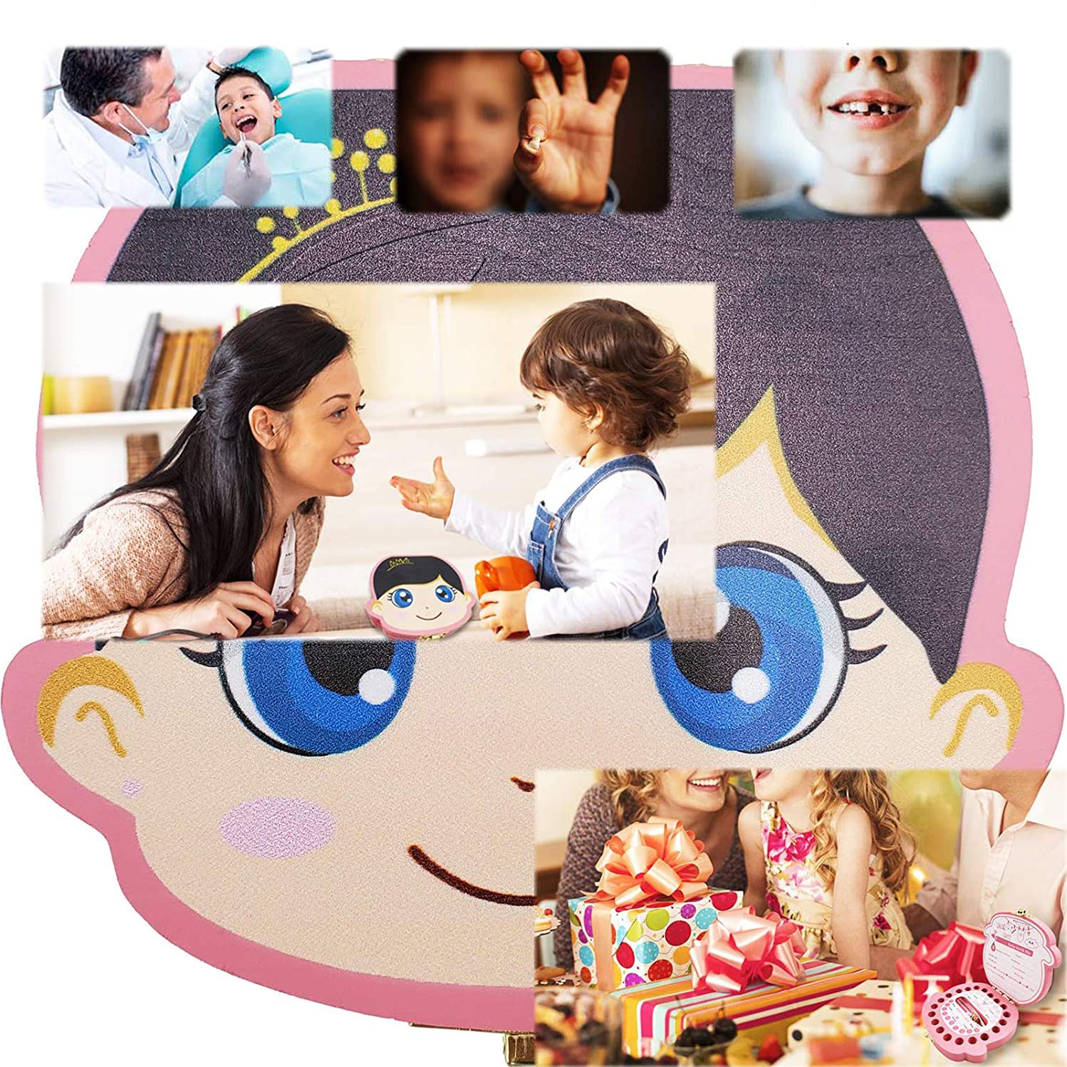 Caja de Dientes,Caja Dientes Leche, Caja para Guardar Dientes para Pegatinas españolas, Personalizar Bebé Dientes Caja (Niña)