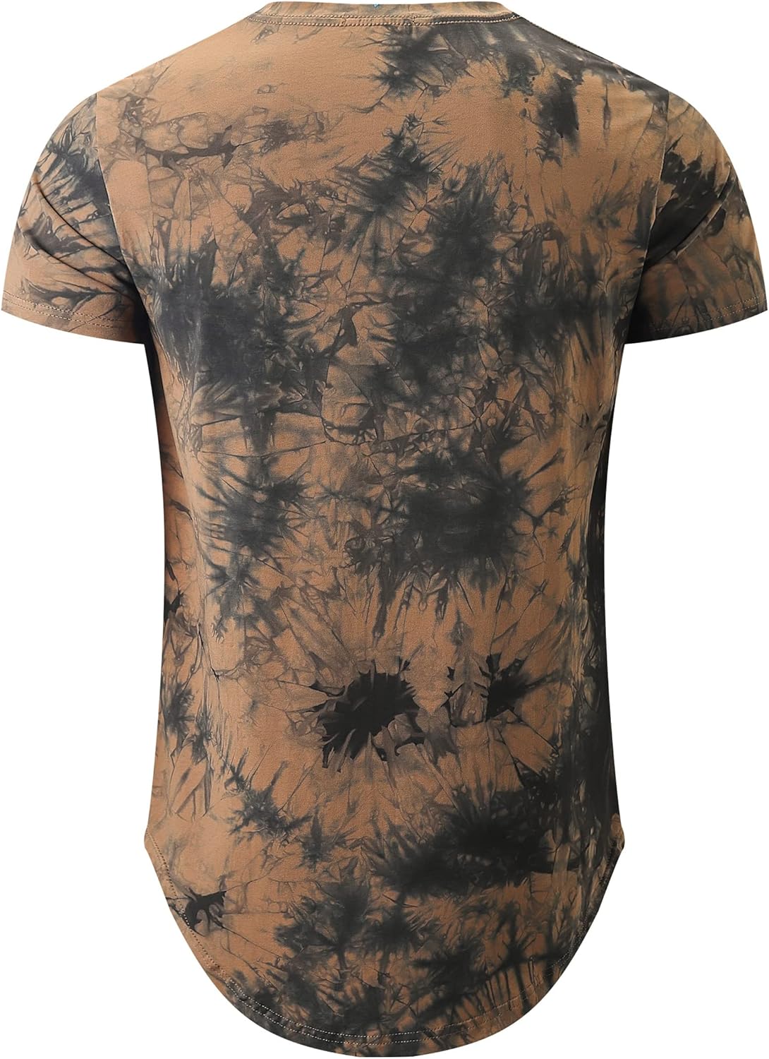 KLIEGOU Mens Hipster Hip Hop Ripped Round Hemline Pattern Print T Shirt - Image 3