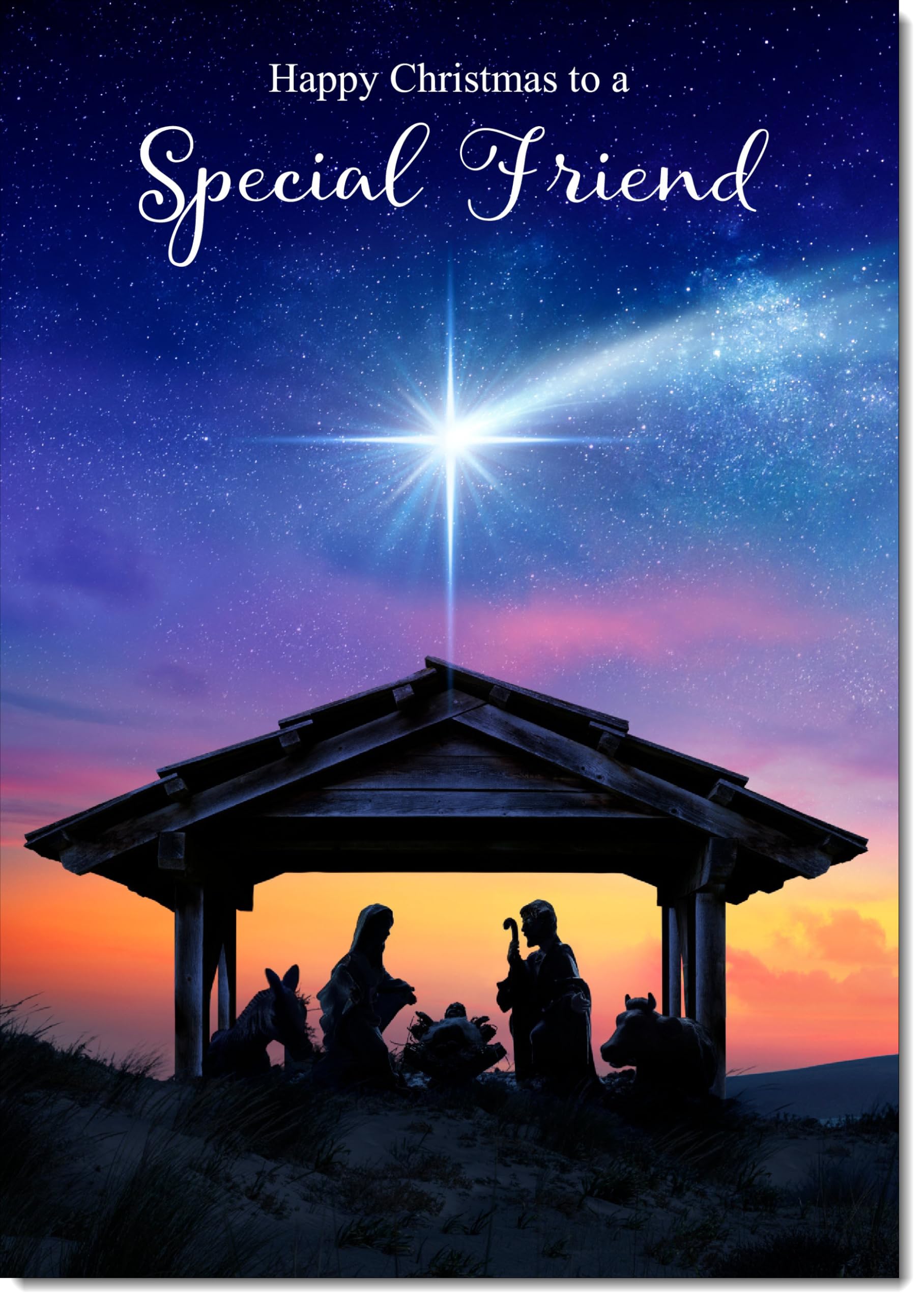 doodlecards Special Friend Christmas Card Nativity Scene Large A4 Size Christmas Card for Special Friend with Plain Envelope — image 1