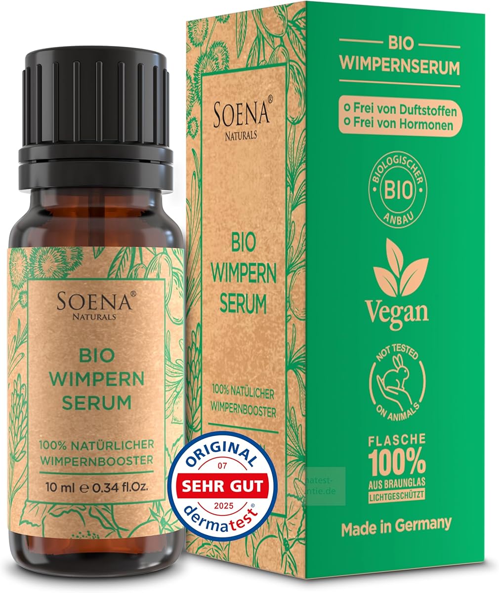 BIO Wimpernserum • 100% Natürlich • Wachstum Testsieger 2025 • Wimpern Wachstumsserum ohne Hormone mit 6 BIO Ölen • Lash Serum gegen Wimpernausfall • Längere, dichtere & vollere Wimpern • Öl Kosmetik