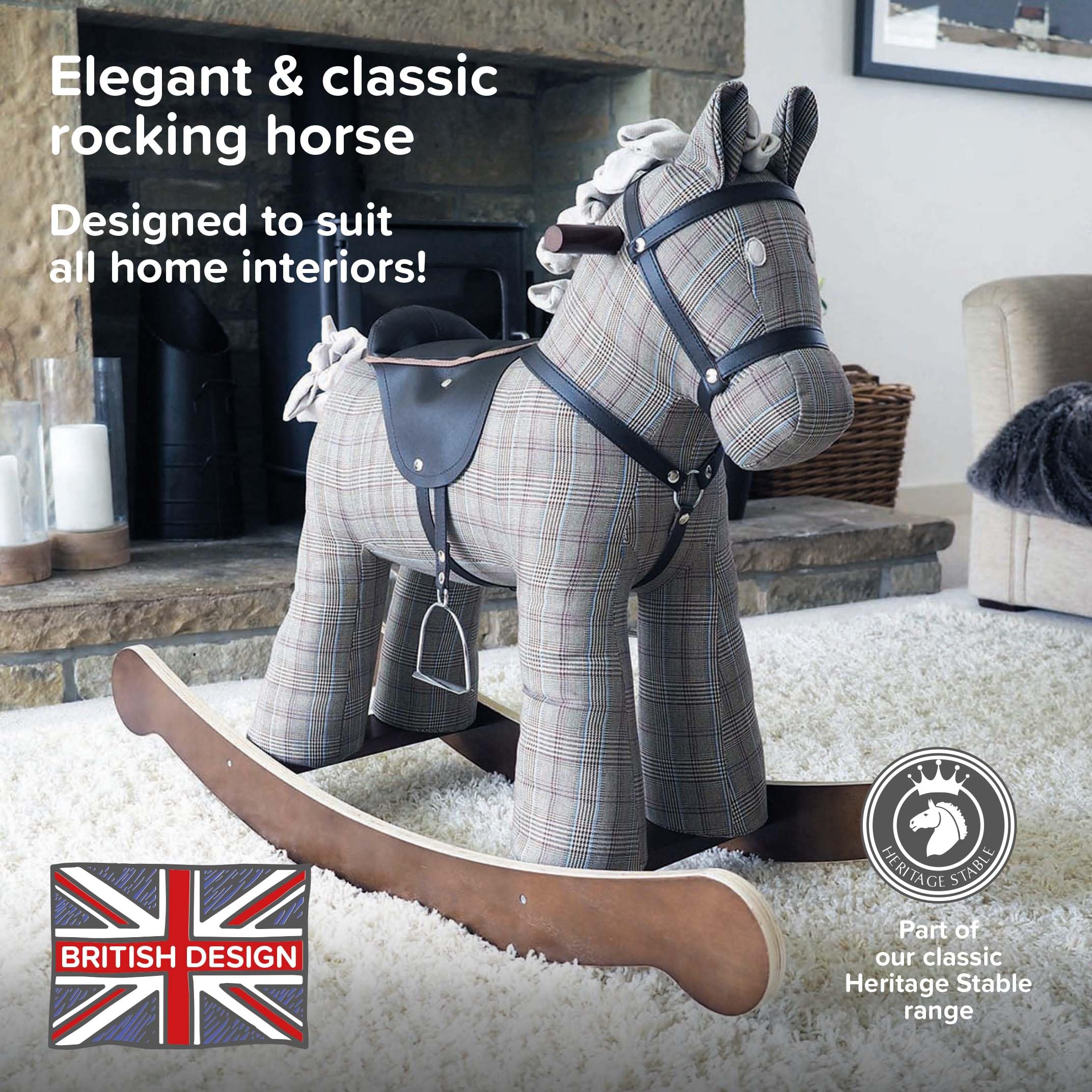 Little Bird Told Me - Jasper Rocking Horse, Brown Traditional Ride On Horse  Toy, for Toddlers, 18