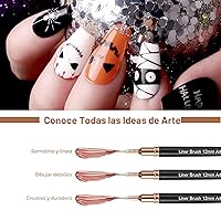 Vista 5 de Artdone Bolígrafos metálicos para arte de uñas, juego de 5 brochas de color negro para líneas largas, detalles finos, dibujo fino, pincel