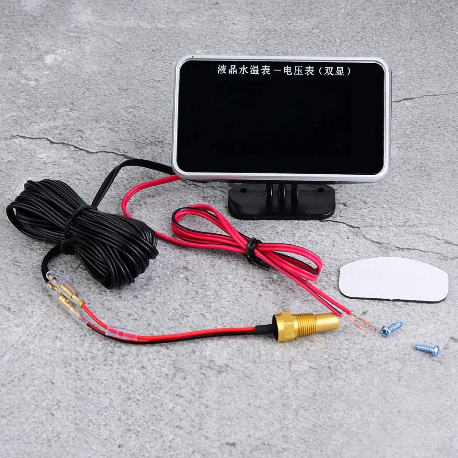 12V/24V 2 IN 1 Car LCD Gauge Water Temperature Meter Thermometer Voltmeter Gauges 10mm Temp Sensor 26~40mm Adapter(Optional) - 34 - View #7