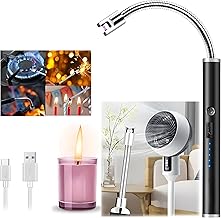 Rechargeable Electric Gas Lighter for Kitchen Use, Plasma Lighter, Flameless Windproof Long Flexible Neck with 360° Rotating and Safety Lock, Stove & Candle Lighter with USB Charging Port