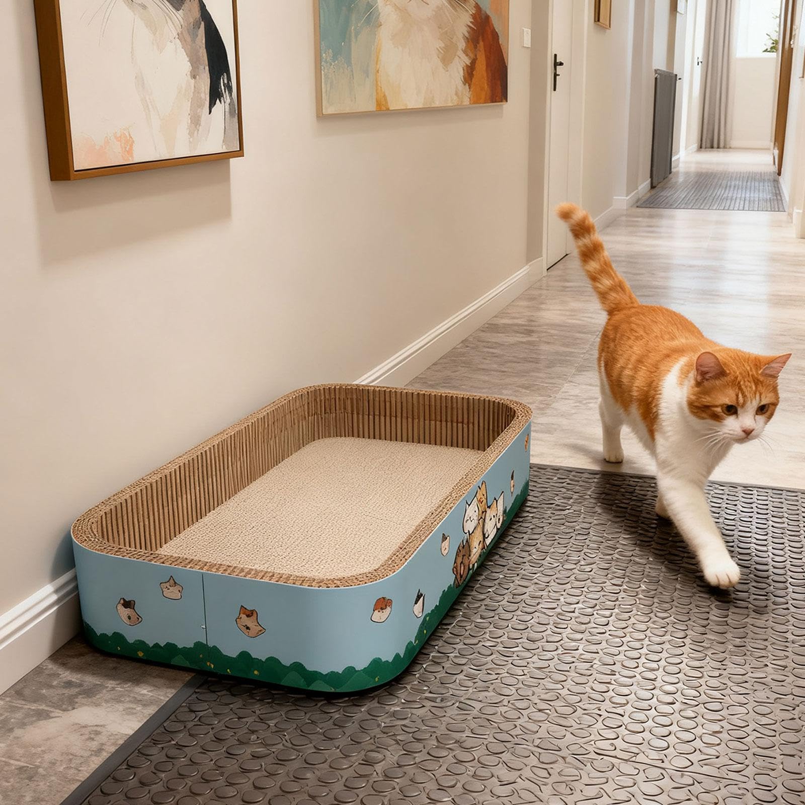 Griffoir en Carton pour Chat, Servant également de Support et de Protection pour Le Lit. Carton Ondulé pour Chatons, L