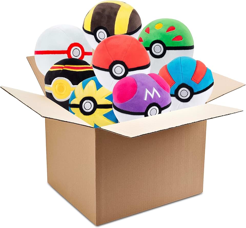 Pokemon Mystery 5" Poke Ball Plush 2-Pack - Get Two Officially Licensed 5 Inch Pokeballs - Authentic Collectible Soft Stuffed Animal Toy Figures - Gift for Kids, Boys, Girls - 2+