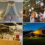 Lumières de chaîne globe 33 pi, 100 LED lumières féeriques à piles avec télécommande & minuterie, 8 modes d'éclairage intérieurs/extérieurs étanches pour fête, mariage, décoration de Noël, chambre, jardin