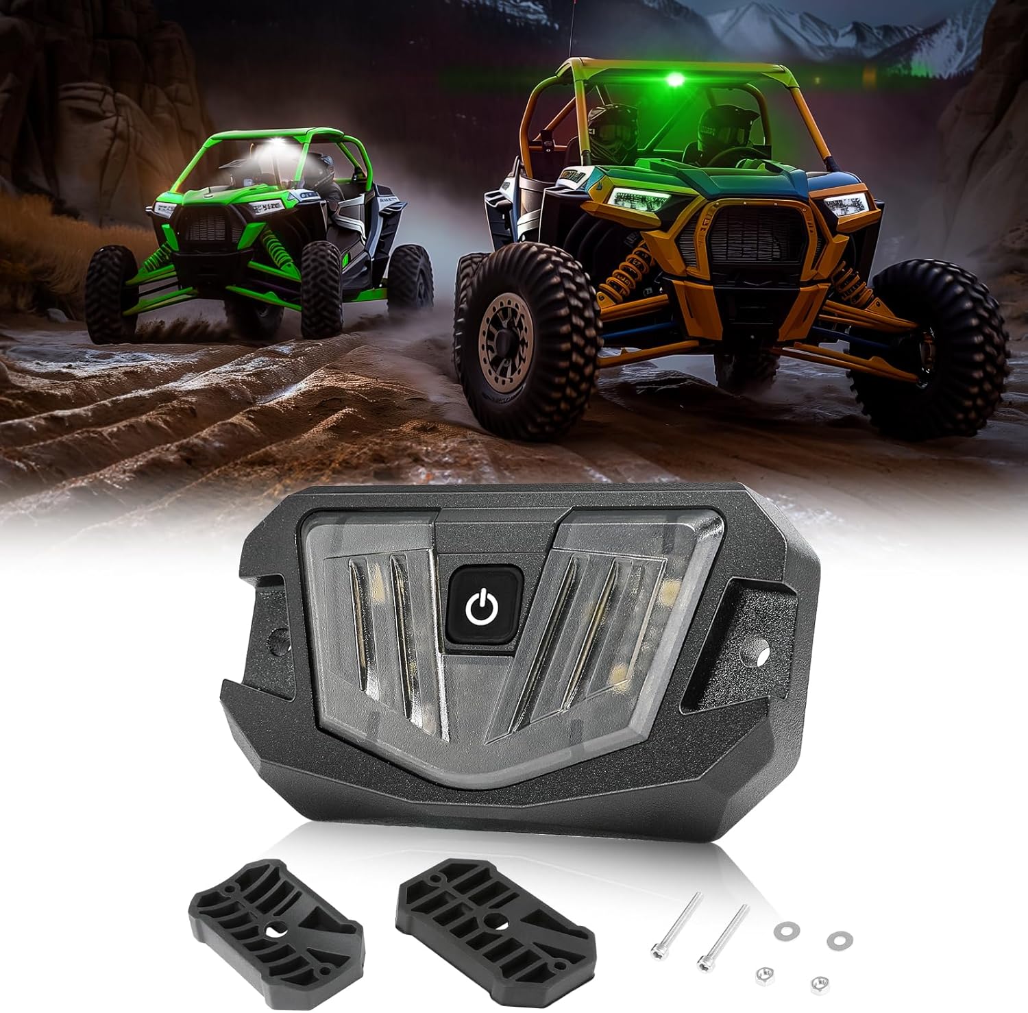 OFFROADTOWN UTV Dome Light Universal Roll Bar Mount 12V LED Dome Light Utility Hunting Lights Trunk Lighting UTV Interior Lights for UTV ATV Truck RZR SXS Honda Polaris Kawasaki - White/Green