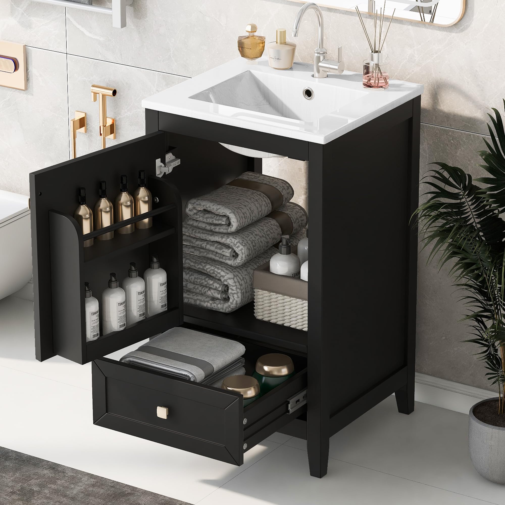 Bellemave 20-inch Solid Wood Bathroom Vanity with Sink
