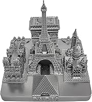 Vista 1 de París City Skyline Modelo 3D Landmark Réplica Cuadrado Plata 4 ½ pulgadas