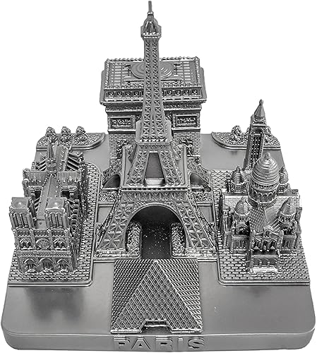 París City Skyline Modelo 3D Landmark Réplica Cuadrado Plata 4 ½ pulgadas