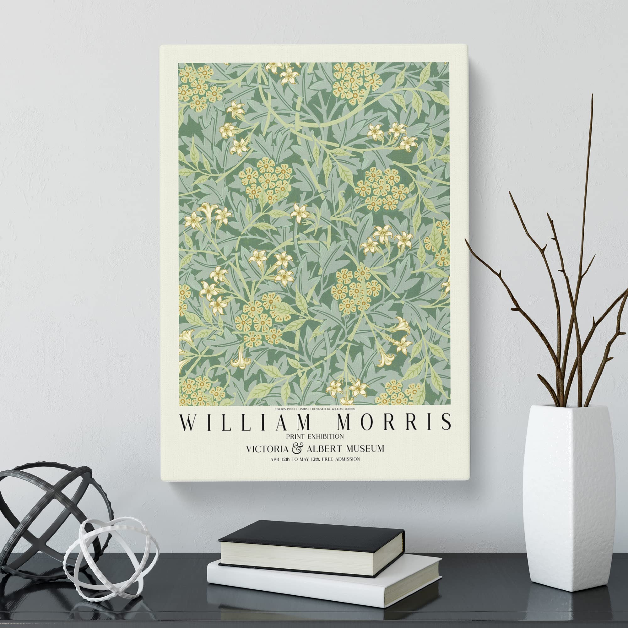 Jasmine With Border By William Morris Canvas Print, Mixed, 25L x 50W cm - Image 3