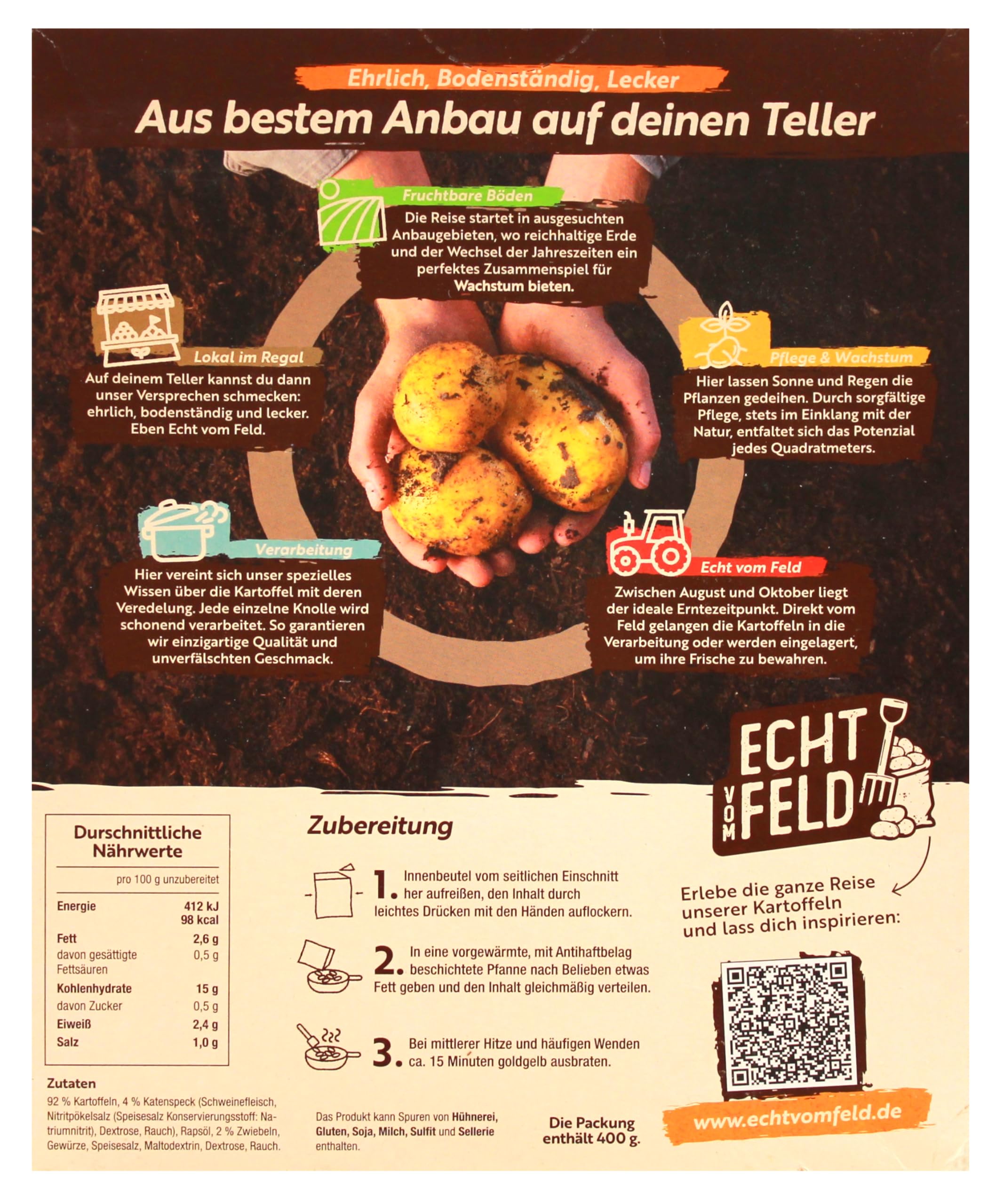 Echt vom Feld Brat-Kartoffeln mit Katenspeck, 10er Pack (10 x 400g)