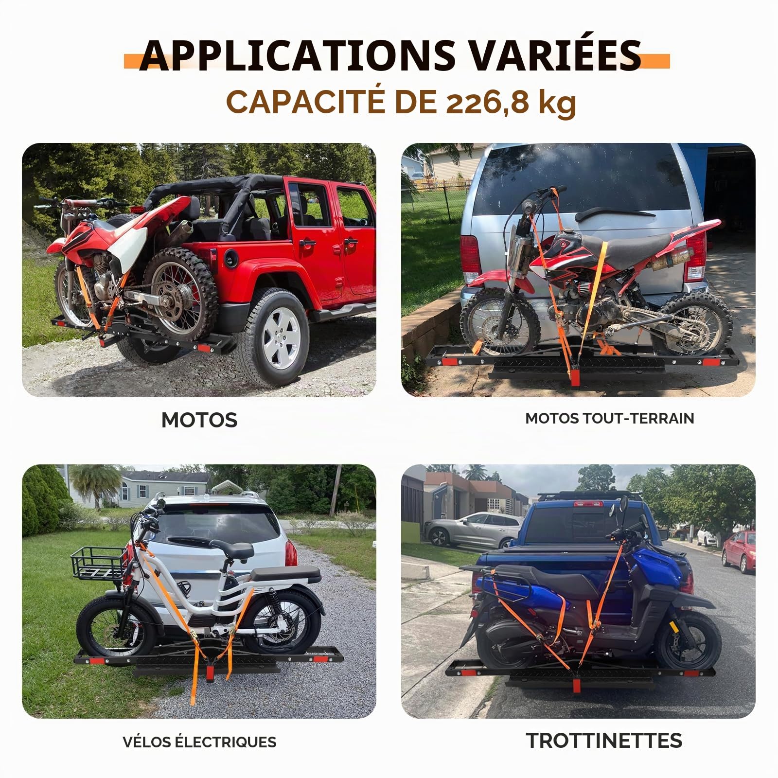 Garvee Garvee Porte-vélo d'attelage sur Attelage - Acier Carbone 227kg