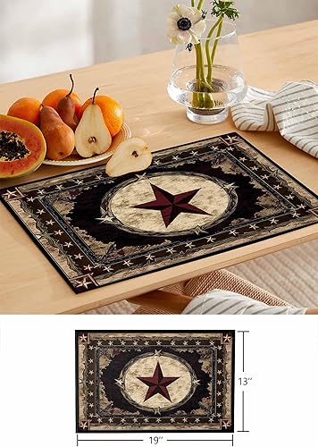 Miniatura 6 de Western Texas - Juego de 6 manteles individuales para mesa de comedor, rústicos vintage para cocinacomedor, antideslizantes, duraderos, lavables,