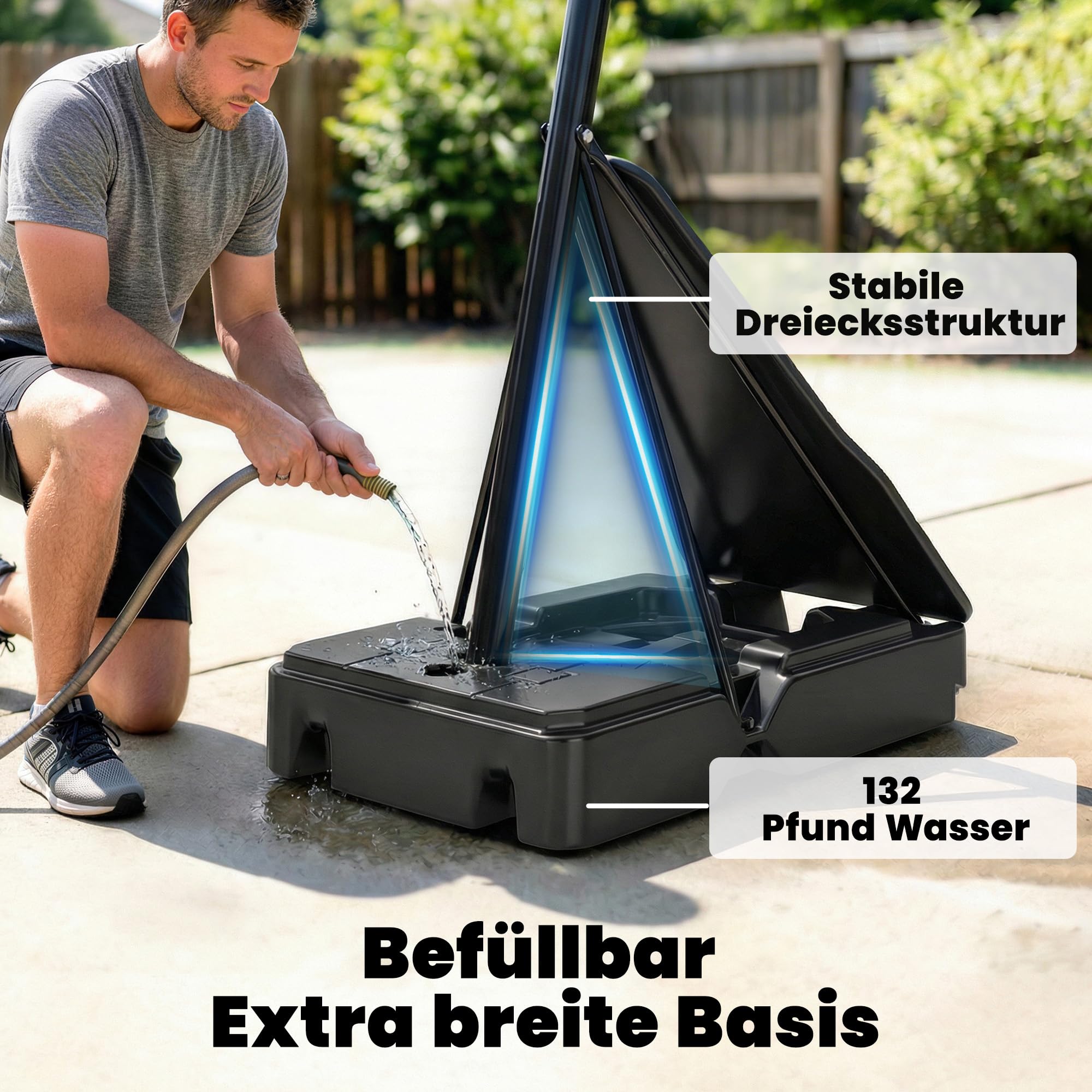 SPORTNOW Basketballkorb Outdoor 245-305cm Höhenverstellbar Basketballständer 120x80cm bruchsichere Rückwand Rädern befüllbarer Standfuß Mobile Basketball Korb