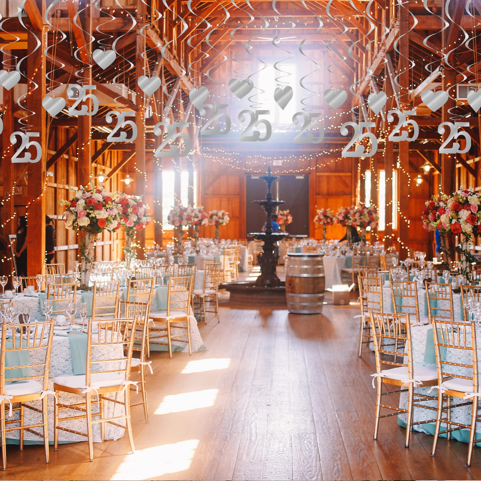 18 Decorazioni Argento Per 25&deg; Anniversario Matrimonio - Ghirlande Spirale Per Feste