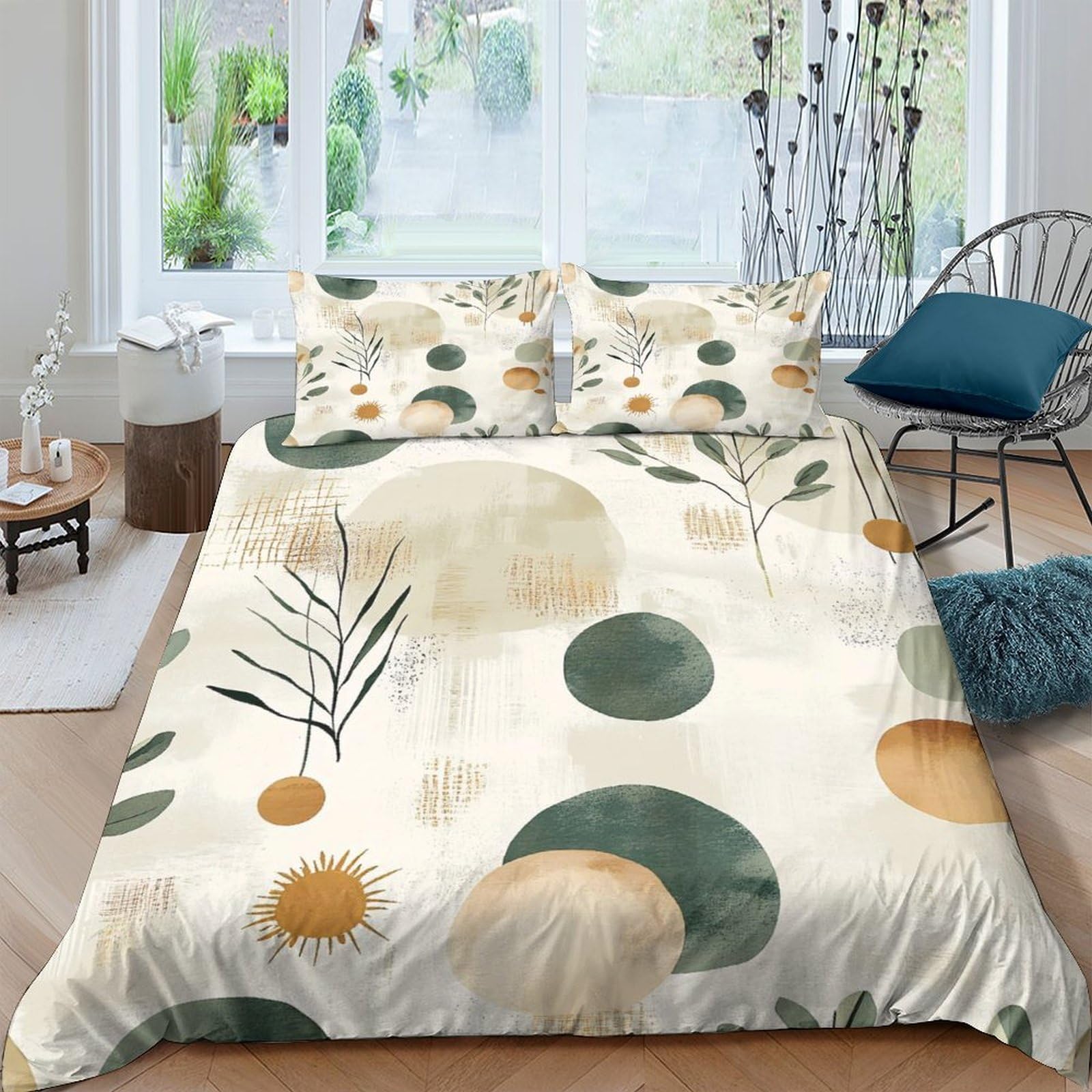 Ctjqhvkz Style-7 3D Printed Abstract Geometric Fitted Sheet Microfiber Soft Yellow Green Minimalist Art Mattress Cover For Bedroom Dorm Decor Single（135X200cm）