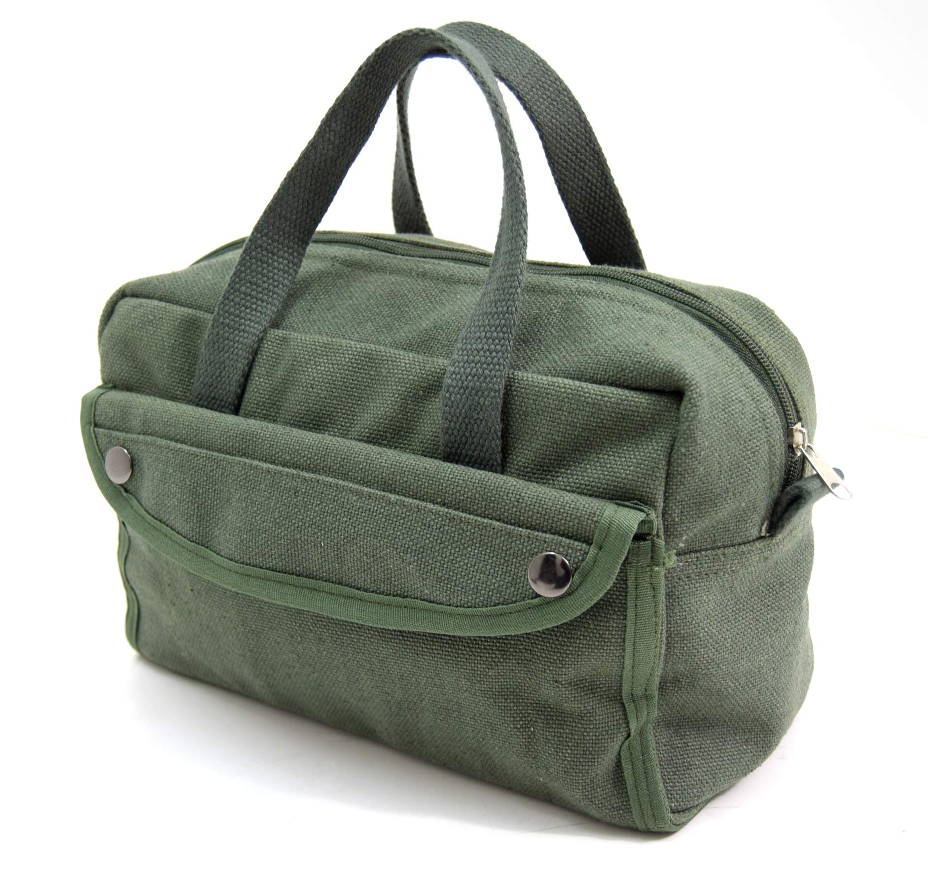 Military Surplus Green Us Army Ww2 Style Canvas Tool Bag | Heavy Duty Military Storage Bag | Strong Small Utility Pouch For Tools, Equipment, Travel & Outdoor Use (Green)