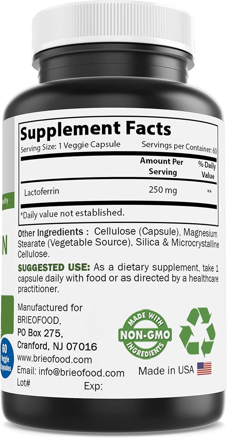 Brieofood Lactoferrin 250 mg 60 Veggie Capsules - Image 2