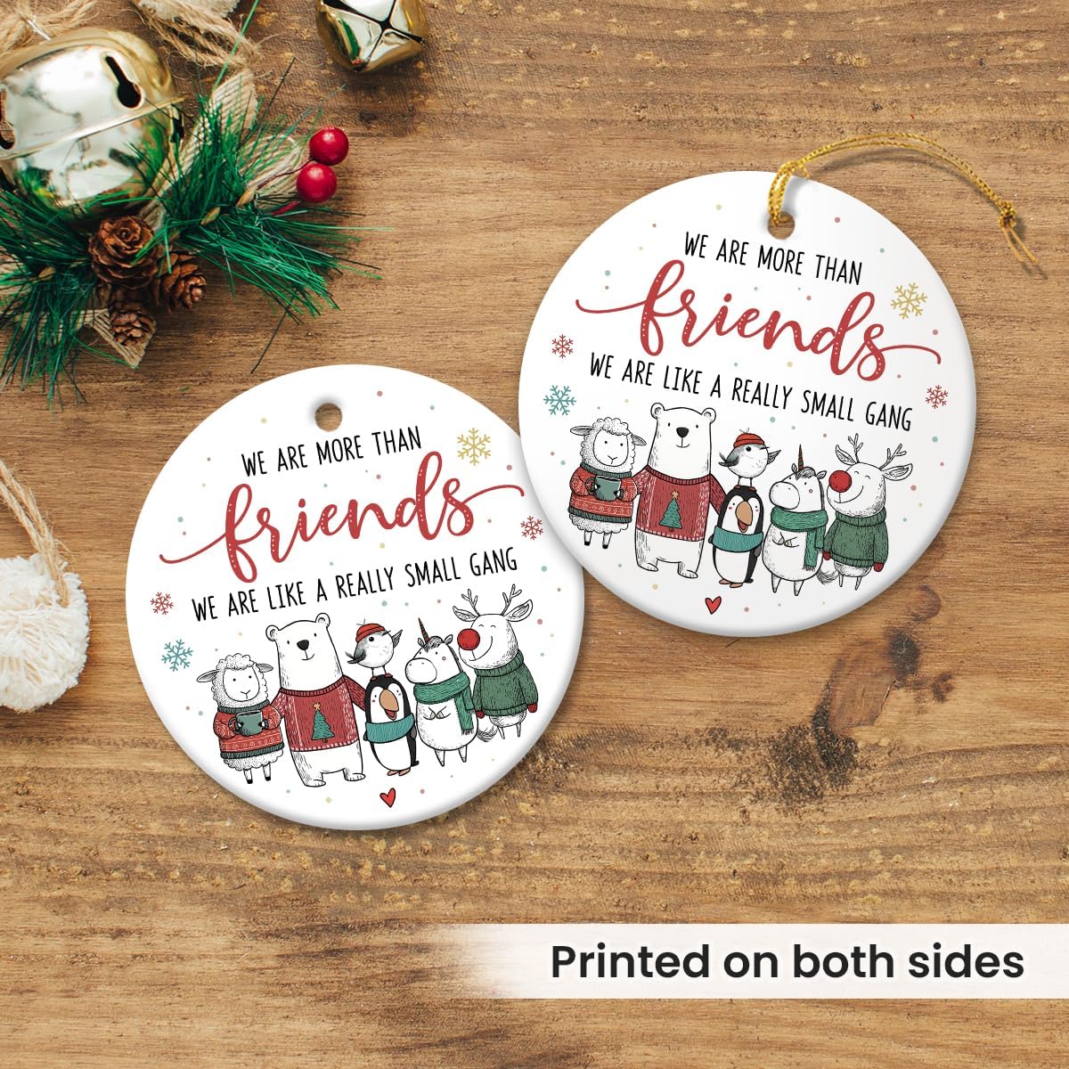 Funny Friends Ornament - Friendship Christmas Ornament 2025, Cute BFF Bestie Birthday Gifts for Women, Men, Appreciation Gift for Friends, Hanging Decor for Christmas Tree Decorations - Image 3