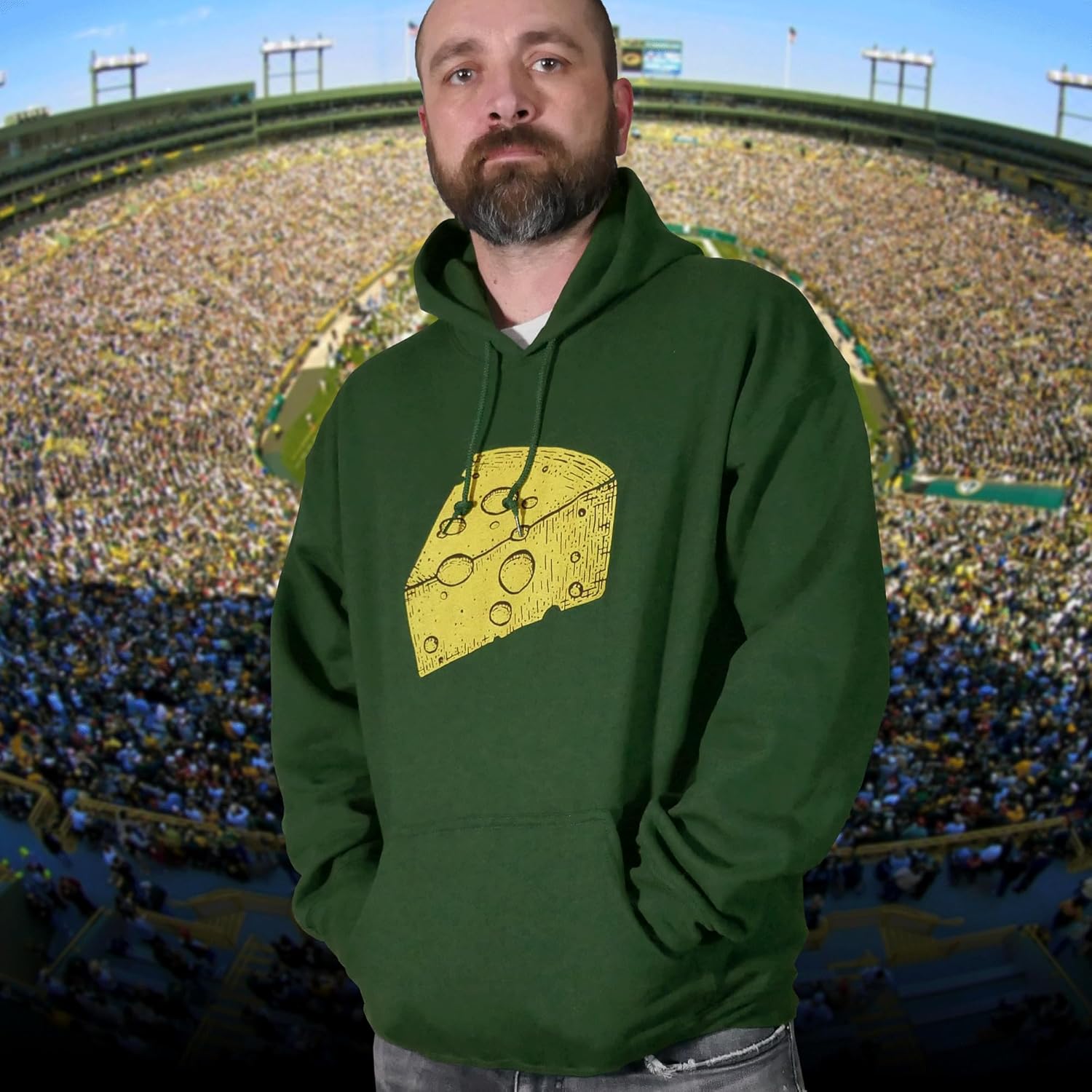 SCOBAR Green Bay Football Wisconsin Cheese Hoodie, Hand-Drawn, Printed in USA - Image 5