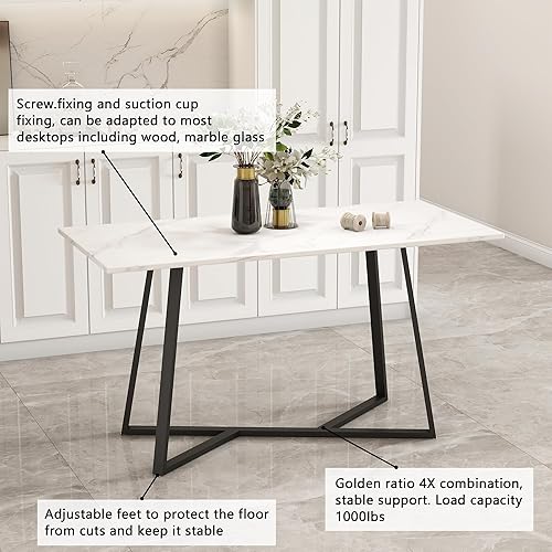 Miniatura 5 de MKOEIY Patas de metal para mesa de comedor de 28 pulgadas, base de escritorio geométrica para mesa, hierro fundido, patas de muebles resistentes