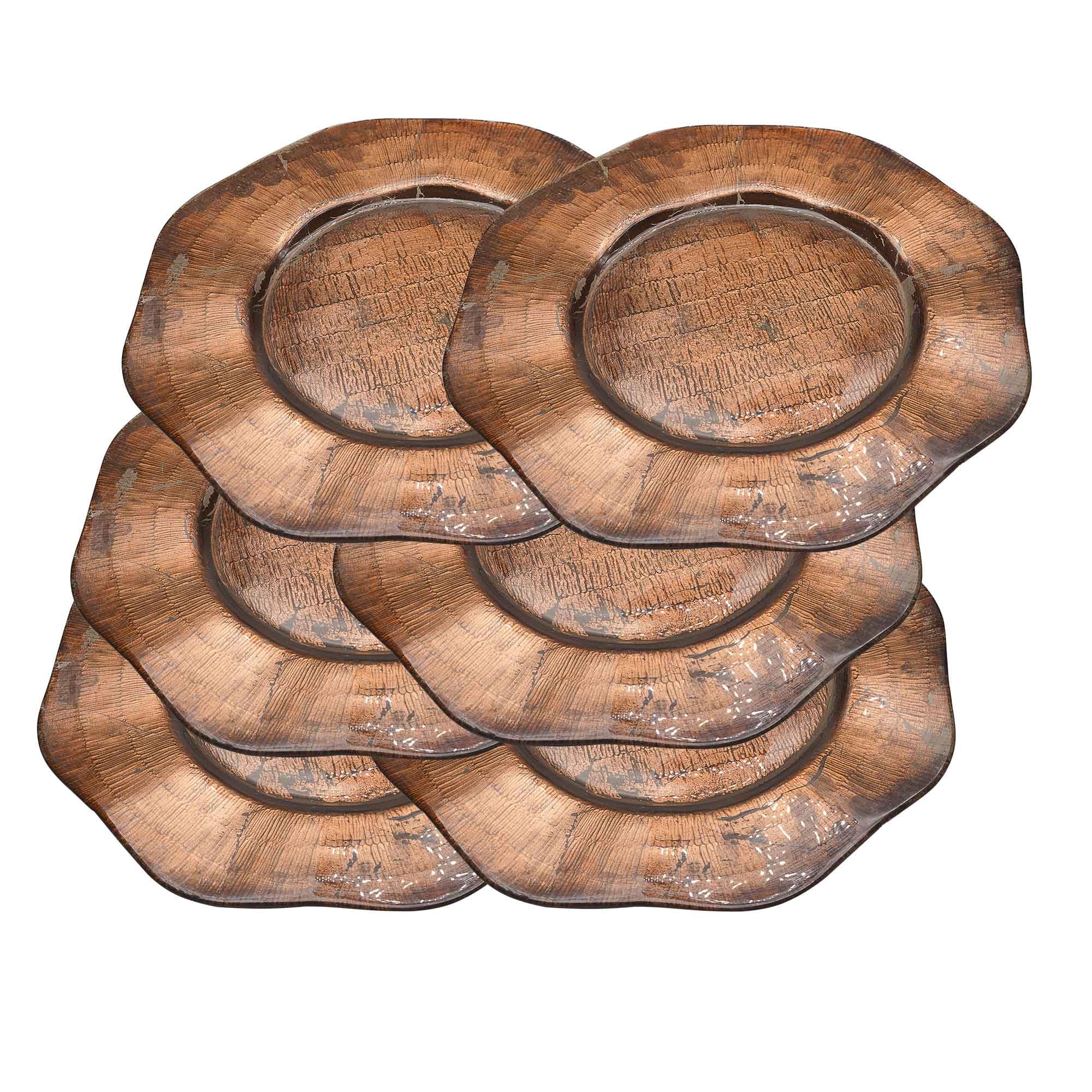 Gala&K | Caja de 6 bajoplatos de cristal | Colección ONDAS | Redondos | Ø 33,5 cm.