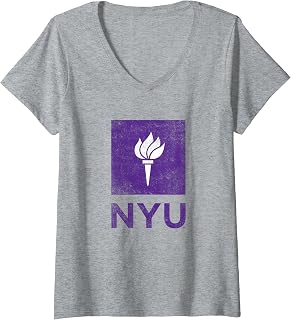 Womens New York University NYU Violets Distressed Primary V-Neck T-Shirt