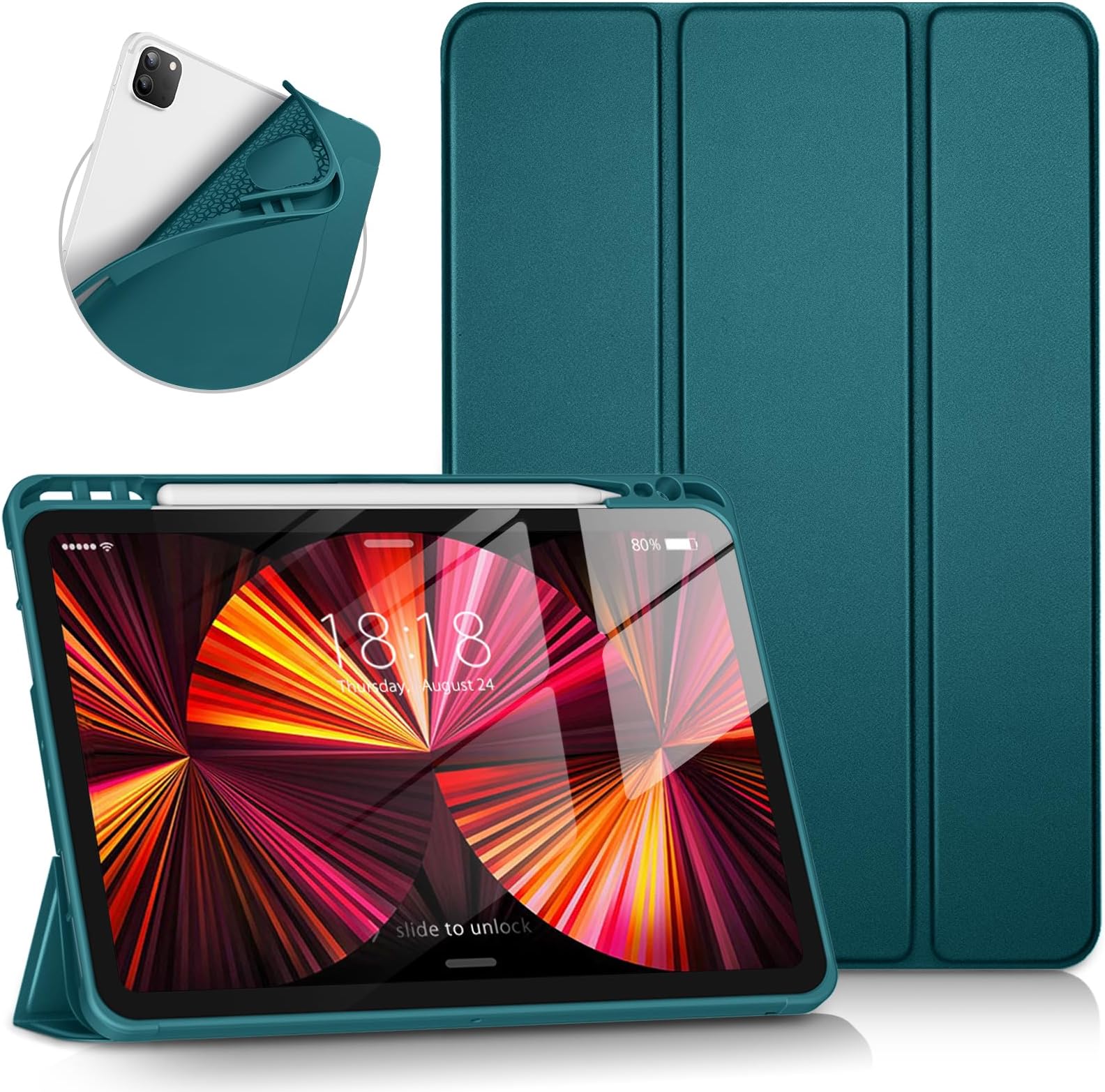 VIKESI for iPad Pro 11 inch Case, Soft Smart Cover with Pencil Holder for iPad Pro 11-inch 4th/3rd/2nd/1st Generation (2022/2021/2020/2018 Released),Auto Sleep/Wake, Teal