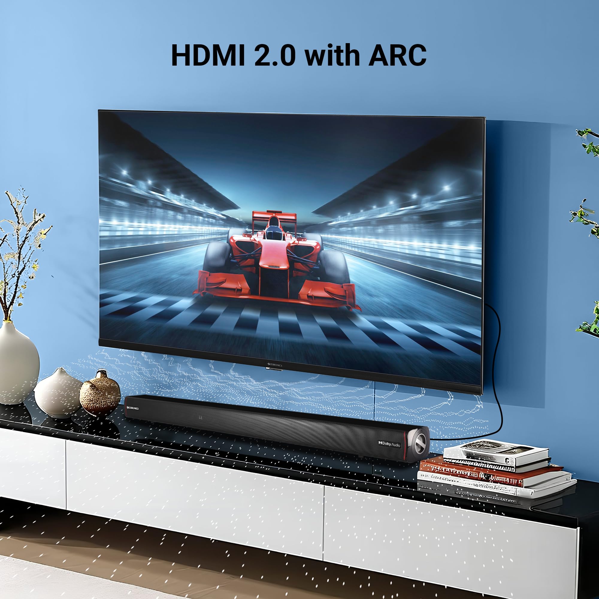 Zebronics HDMI 2.0 Cable with ARC, 4K@60Hz UHD, 3 Meter, 18 Gbps High Speed Data Transmission, Supports 3D, ARC, CEC, 32 Audio Channels, Male-to-Male (HAA3020A)