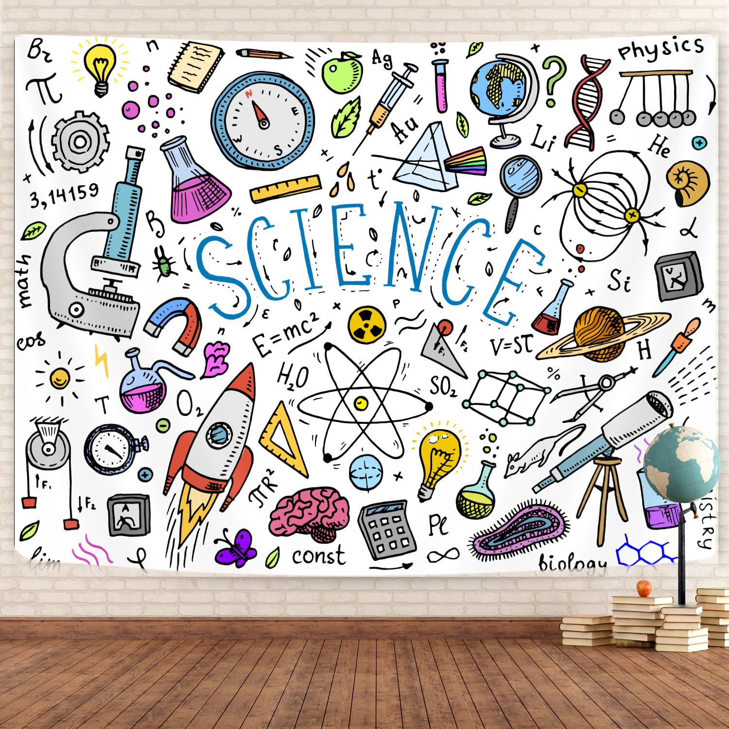 Science Education Tapestry, Scientific Formulas and Calculations in Physics and Mathematics Chemistry Biology or Astronomy Vintage Style Tapestry Wall