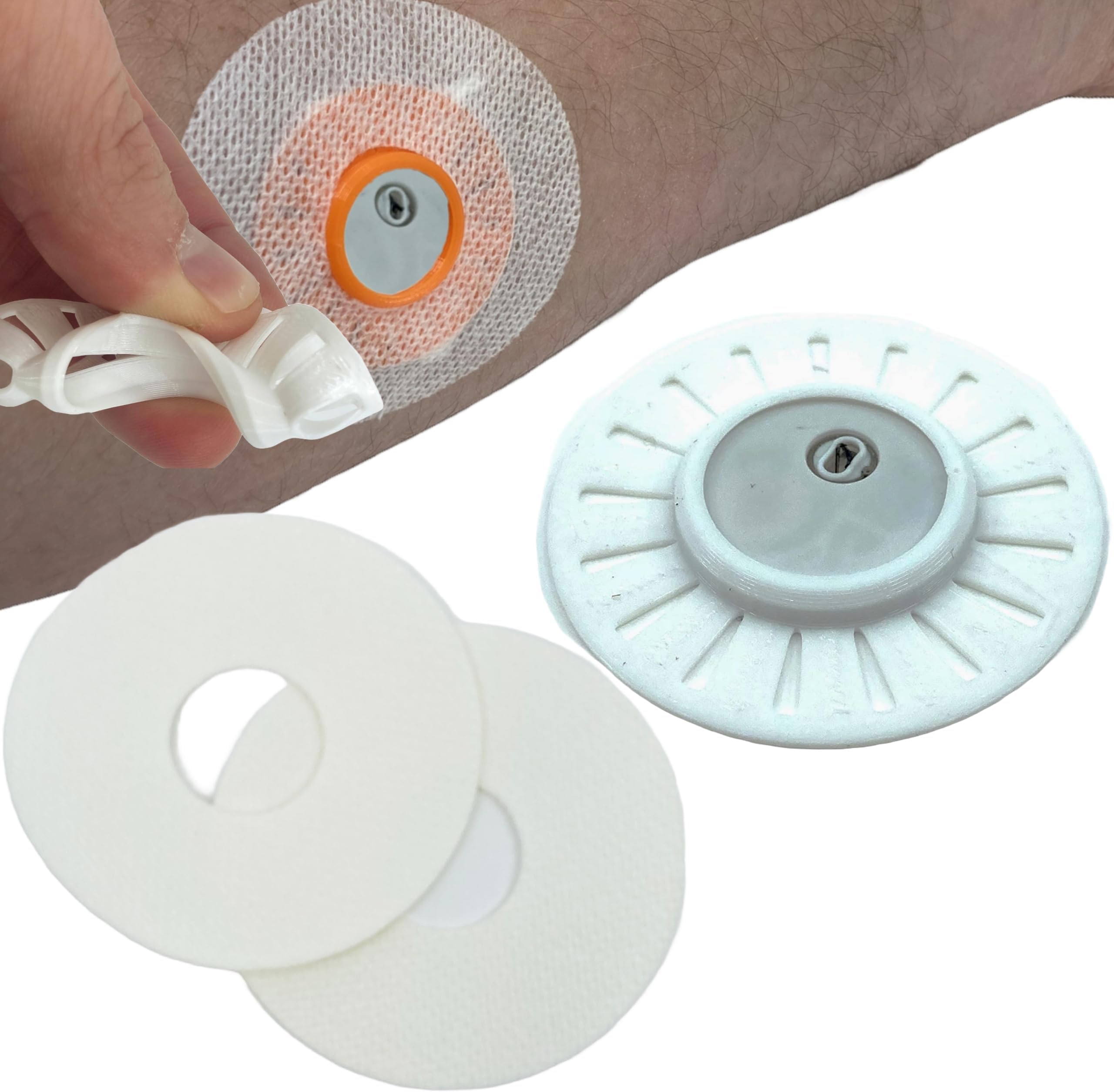 New! Libre 3 GripShield by Deck My Diabetes - Reusable and Flexible Armor for Libre 3 Users. Includes Two (2) Sample Sugar Patches and One (1) GripShield (Bright White)