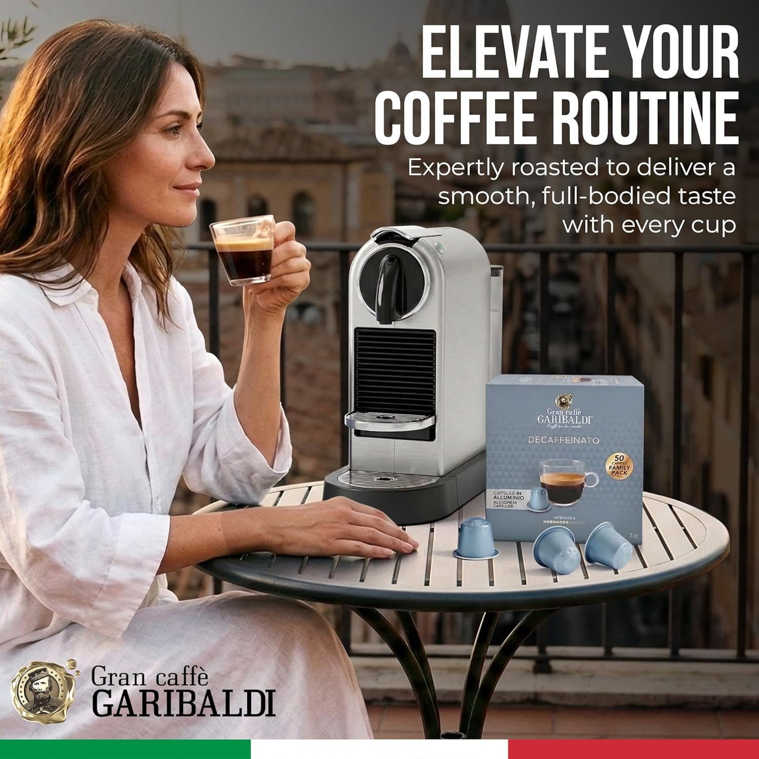 Gran Caffè Garibaldi Decaffeinated Espresso Pods, Italian Roasted Coffee, Decaf Capsules Compatible with Nespresso Original Line Machines, Nitrogen Flushed Intense & Rich Aroma - Decaffeinato (Aluminum) 200 Cups