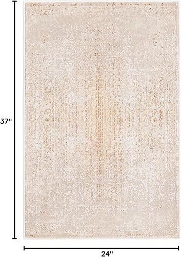 Miniatura 2 de Unique Loom Deepa Collection Alfombra de área - Pianura (2 pies x 3 pies 1 pulgada, rectangular, marfil y dorado)