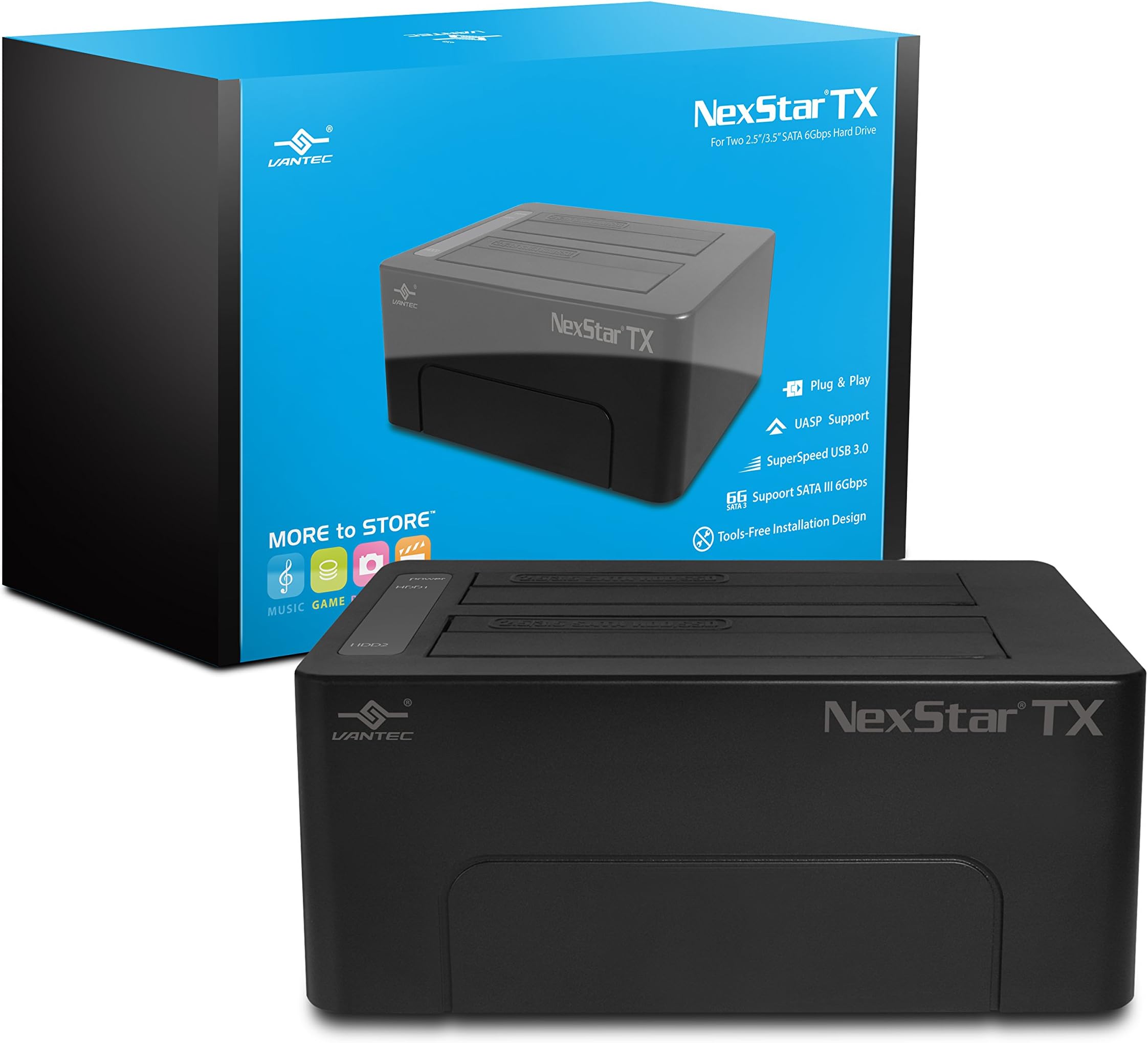 NEXSTAR TX Dual Bay 2.5/3.5 SATA to USB 3.0 Hard Drive Dock