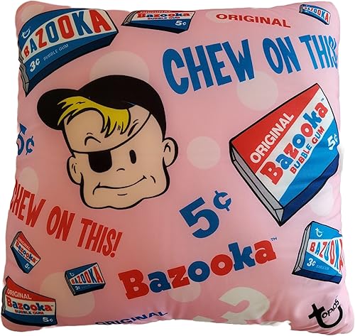 Miniatura 3 de iscream Bazooka Bubble Gum Bazooka Joe Print - Almohada decorativa de microcuentas de 16 pulgadas