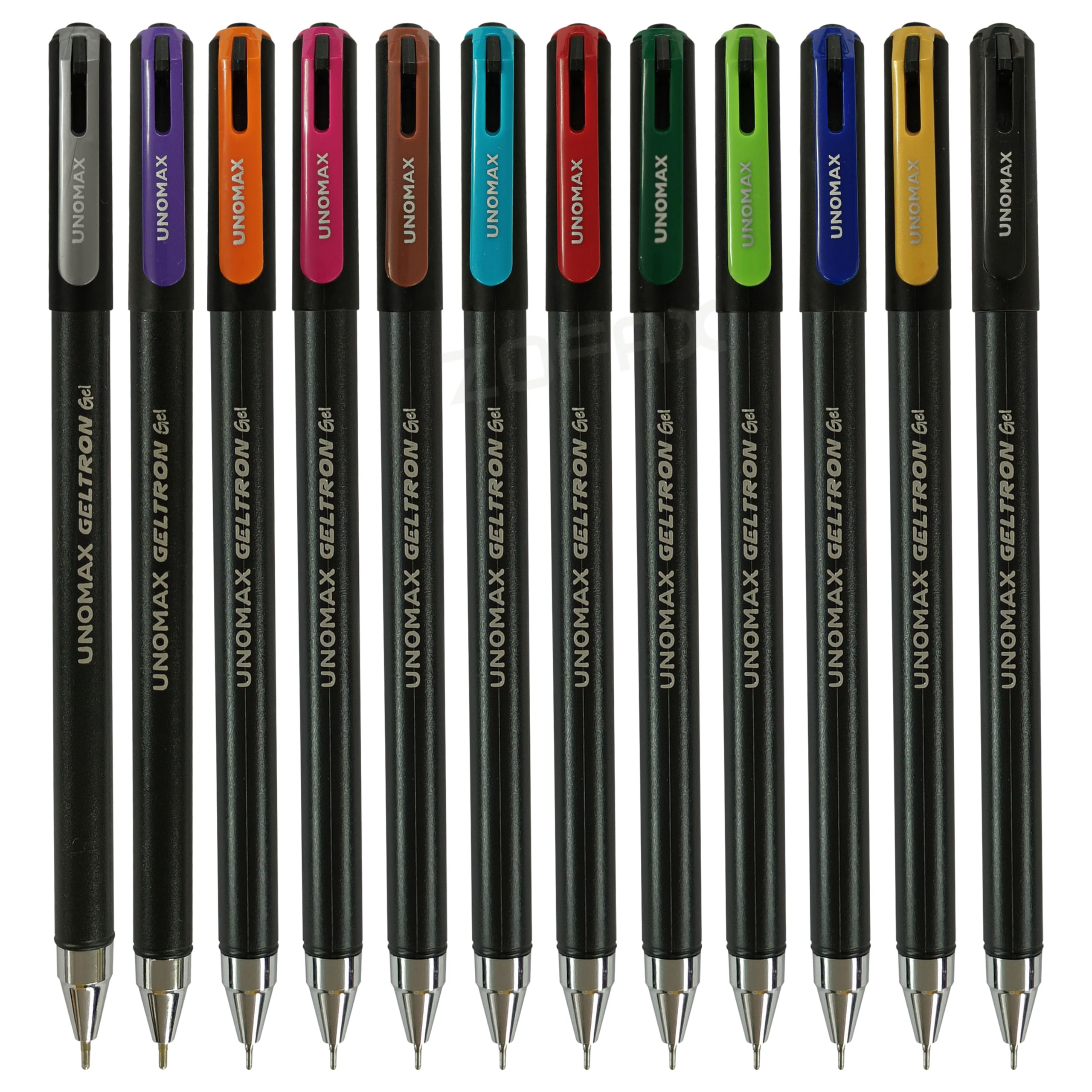UNOMAX Geltron Fashon Gel Pens, MULTICOLOUR, Fine Point (0.6mm), Pack of 10, Waterproof Ink, Ideal for Write Draw Sketch Colour, Office School Home Use