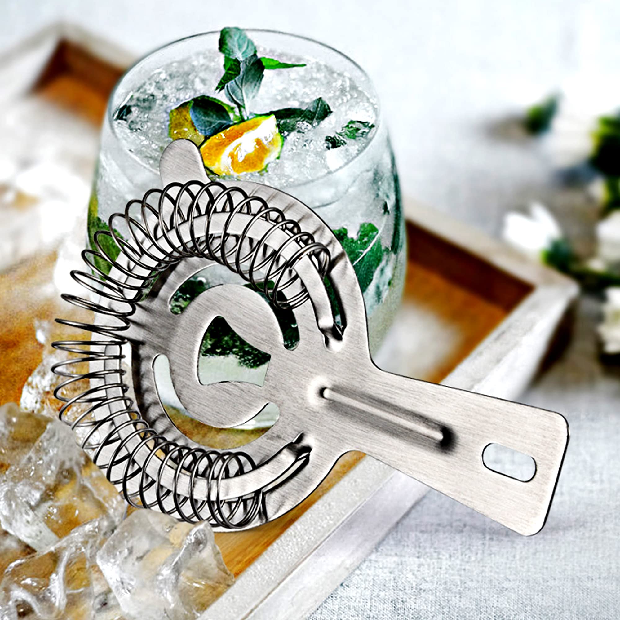 Antique Brass 304 Stainless Hawthorne Strainer Wine Filter Bar Tools Ice Filter Sieve Cocktail - View #3