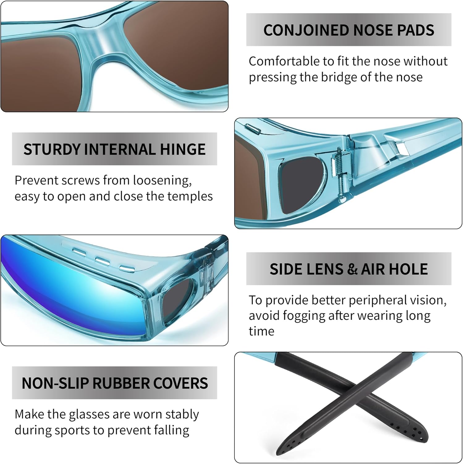 URUMQI Polarized Sunglasses Fit Over Glasses for Men Women, Wrap-around Driving Sunglasses 100% UV Protection - Image 5