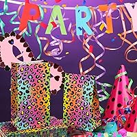 Vista 5 de Leinuosen 24 bolsas de papel de leopardo arcoíris neón, guepardo, regalo de fiesta de cumpleaños, guepardo, bolsas de papel para regalo de leopardo