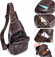 Vista 206 de LUKZIJAES Bolso bandolera de cuero genuino para hombre marrón (#1-Brown)