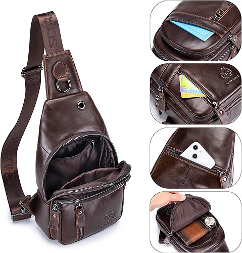 Miniatura 206 de LUKZIJAES Bolso bandolera de cuero genuino para hombre marrón (#1-Brown)