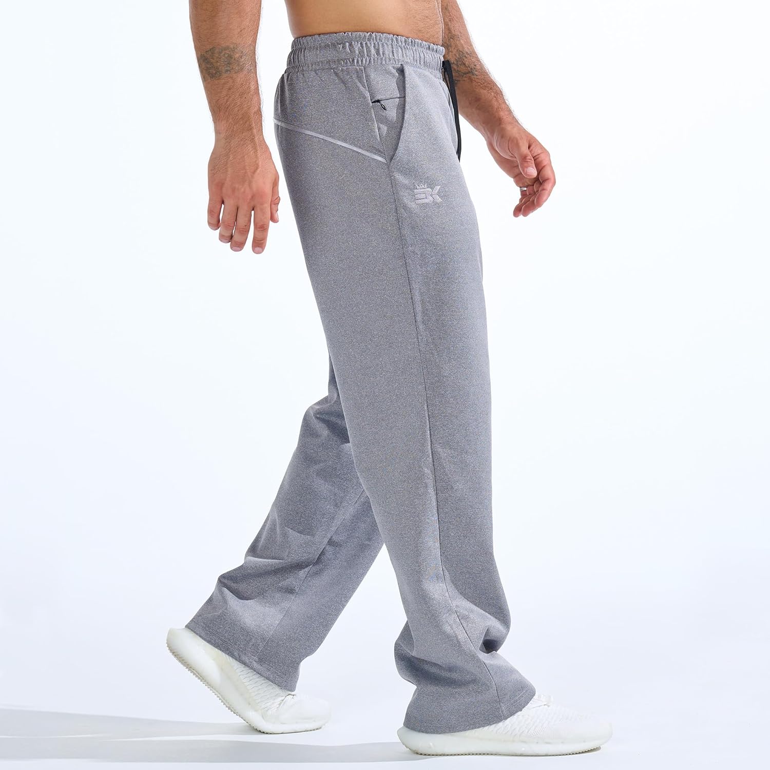 BROKIG Mens Buttlift Workout Sweatpants, Baggy Straight Leg Lounge Pants Open Bottom Track Sweat Pants with Zip Pockets - Image 7