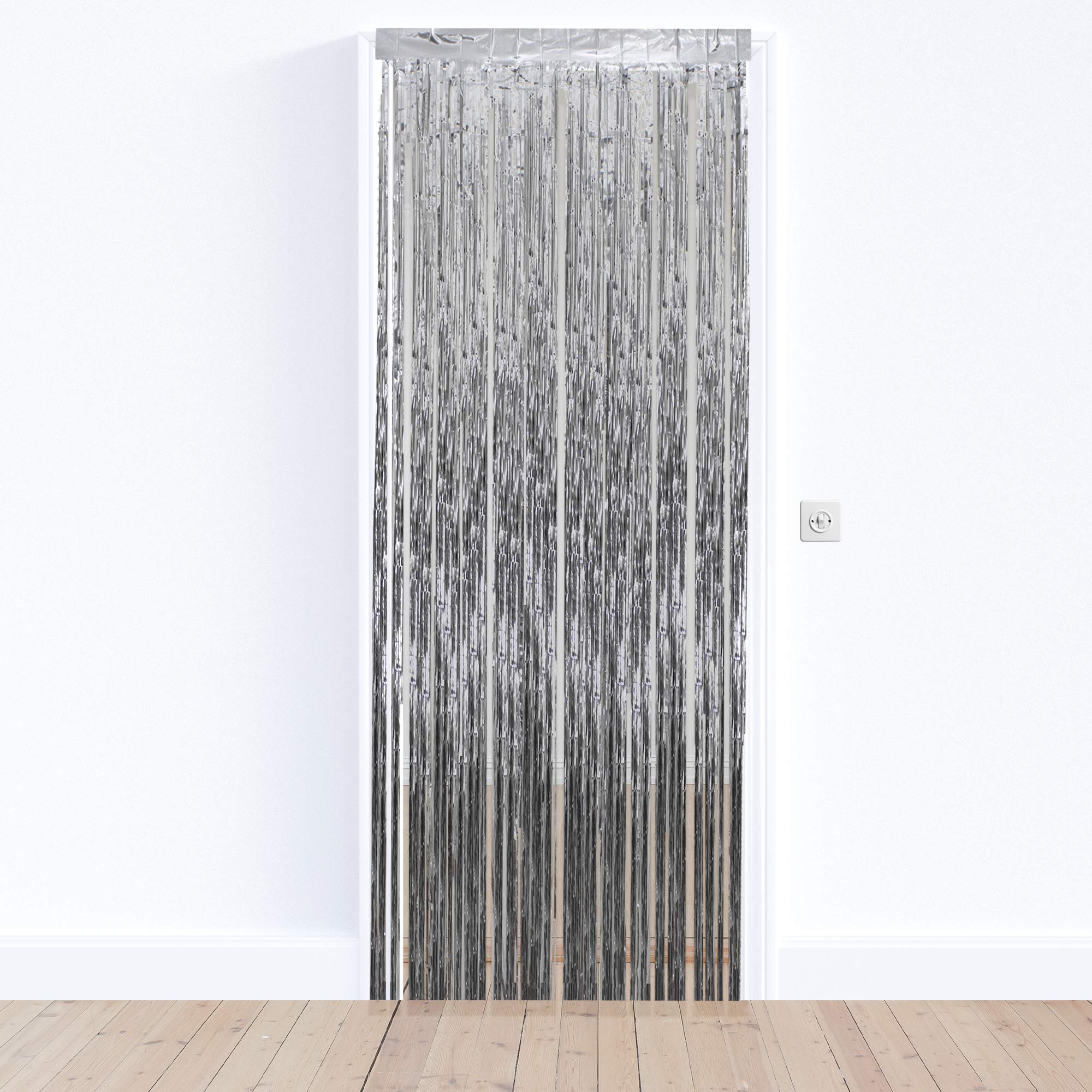 Northlight Tinsel Christmas Window or Door Curtain, 3' x 8', Silver