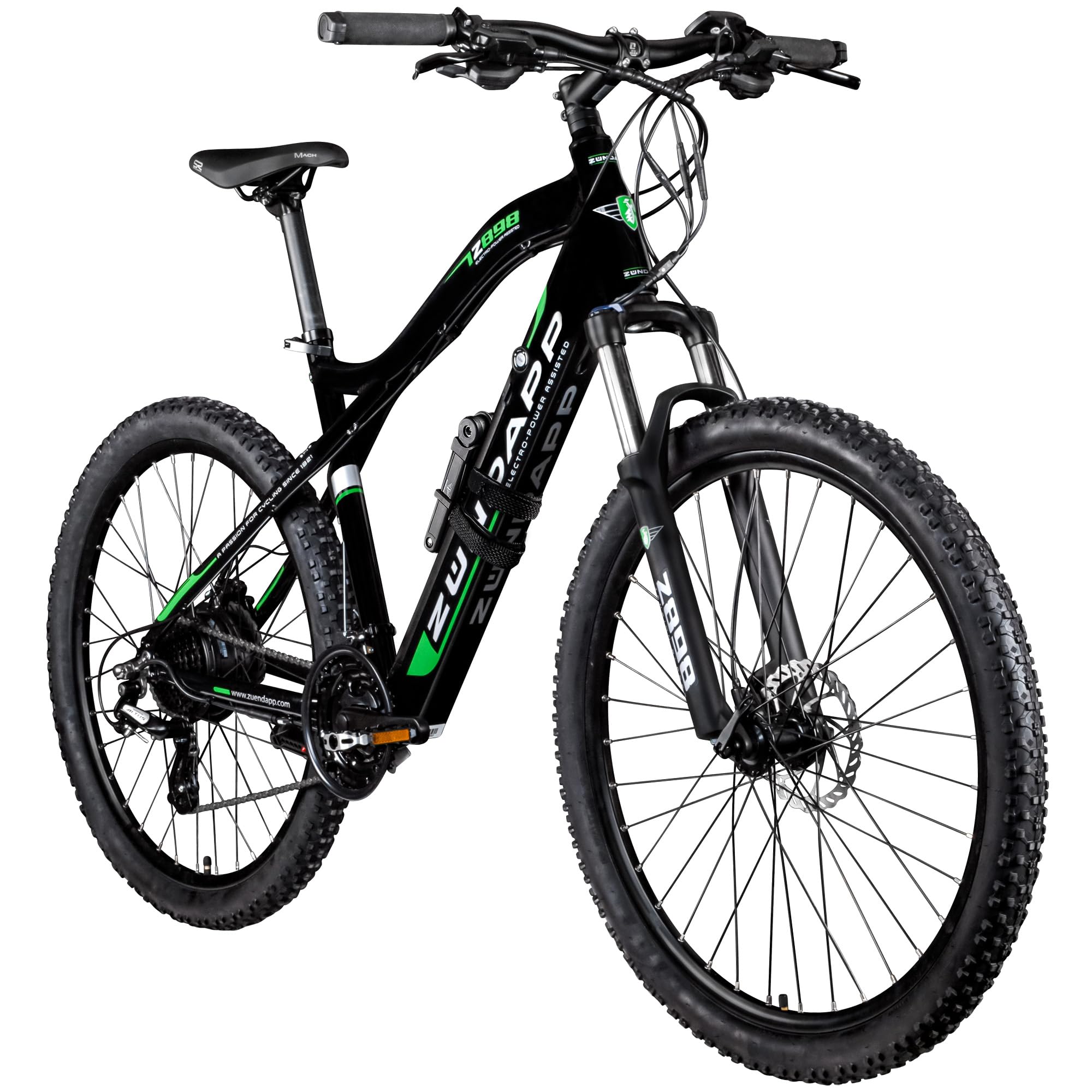 ZÜNDAPP Z898 E-Bike E Mountainbike 27,5 Zoll Pedelec 170-190 cm Hardtail MTB 10 Gang Elektro Fahräder Scheibenbremsen (schwarz/grün mit Faltschloss, 48 cm) Sport & Freizeit