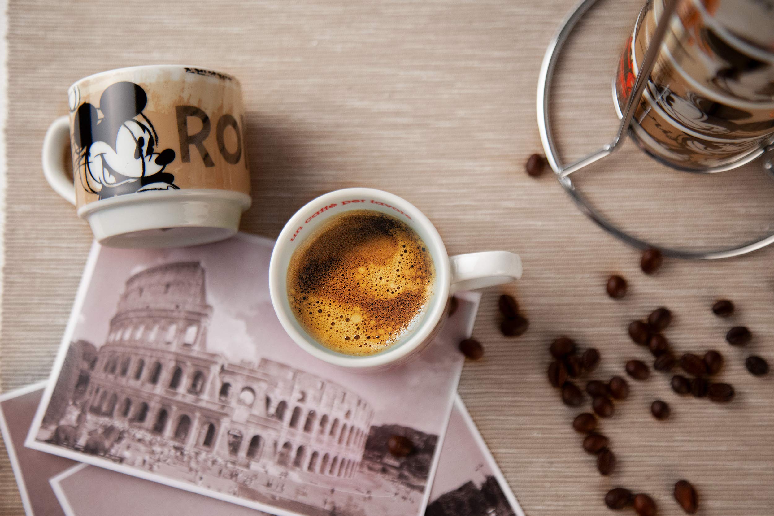 EGAN - Set da 6 Tazze da Caffè Impilabili PWM02I/6XY in The City in Porcellana + Metaltrack da 80 ml | Tazzine Multicolore, 21×9 cm, Adatto a Lavastoviglie e Microonde